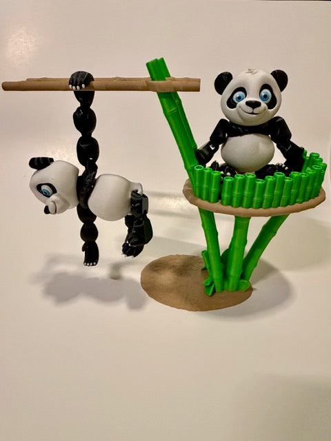 Articulated Panda Duo with Bamboo Playset