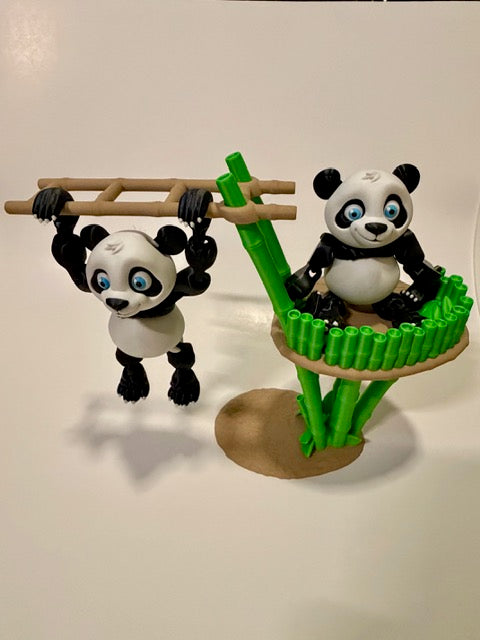 Articulated Panda Duo with Bamboo Playset